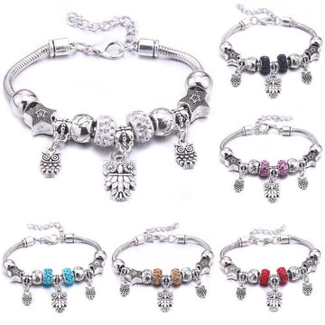 Multicolor Owl Charm Beads Bracelet & Bangles Friendship Gift - The Jewellery Supermarket